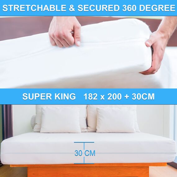 highliving® Reißverschluss Anti-Allergy und Bettwanzen, wasserdicht Matratzenauflage Total umgreifung Sichtschutzfolie Überzug, Textil, weiß, Einzelbett( 90x190+30cm)