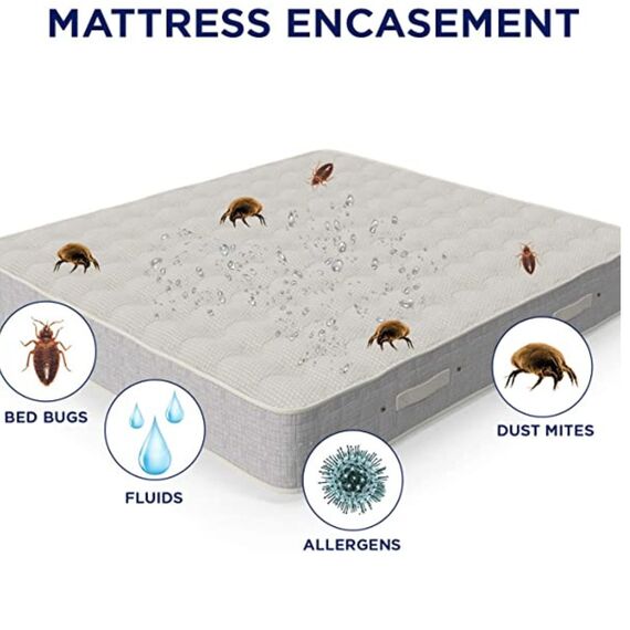 highliving® Reißverschluss Anti-Allergy und Bettwanzen, wasserdicht Matratzenauflage Total umgreifung Sichtschutzfolie Überzug, Textil, weiß, Einzelbett( 90x190+30cm)