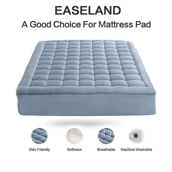 EASELAND Queen Size Matratzenauflage Topper Matratzenbezug Gesteppt tailliert Matratzenschutz 20,3-53 cm Tiefe Tasche Kühlender Matratzenaufleger (152 x 213 cm, Dusty Blau)