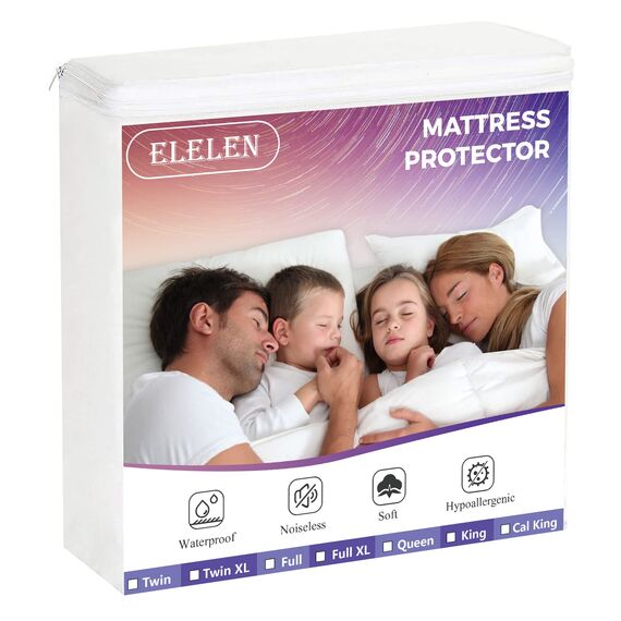 2 Stück Matratzenschoner für Doppelbett, wasserdicht, Doppelbettgröße, weich, atmungsaktiv, geräuschlos, tiefe Tasche für 15.2–38.1 cm Pads, waschbar, hypoallergen, Vinylfrei, Erwachsene, Weiß