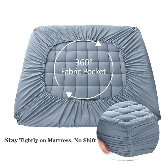 EASELAND Queen Size Matratzenauflage Topper Matratzenbezug Gesteppt tailliert Matratzenschutz 20,3-53 cm Tiefe Tasche Kühlender Matratzenaufleger (152 x 213 cm, Dusty Blau)