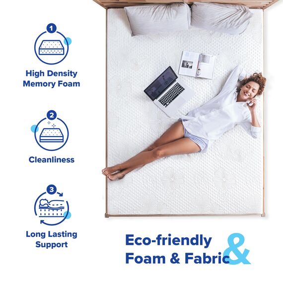 Olee Sleep Doppelbett-Matratze, 25,4 cm Gel-Memory-Schaum-Matratze, mit Gel angereichert für Komfort und Druckentlastung, CertiPUR-US-zertifiziert, Bed-in-a-Box, mittelfest, Grau, Twin Size