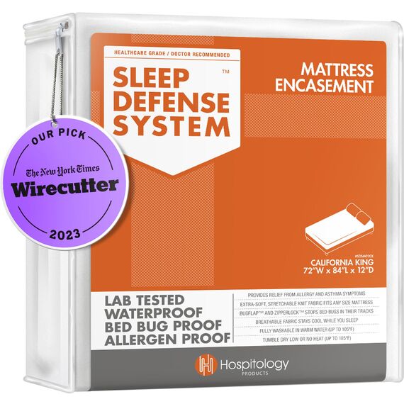 HOSPITOLOGY PRODUCTS Matratzenbezug mit Reißverschluss, bettwanzen-/milbendicht, hypoallergen, Schlafschutzsystem, wasserdicht, dehnbar, California Kingsize (182,9 x 213,4 cm), Standardtiefe 30,5 cm