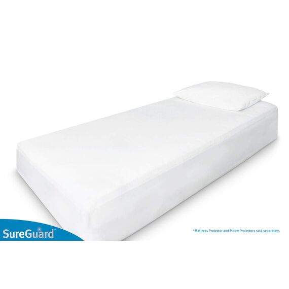 SureGuard Twin Extra Lang (XL) Matratzenschoner - 100% Wasserdicht, Hypoallergen - Premium Fitted Cotton Terry Bezug Weiß