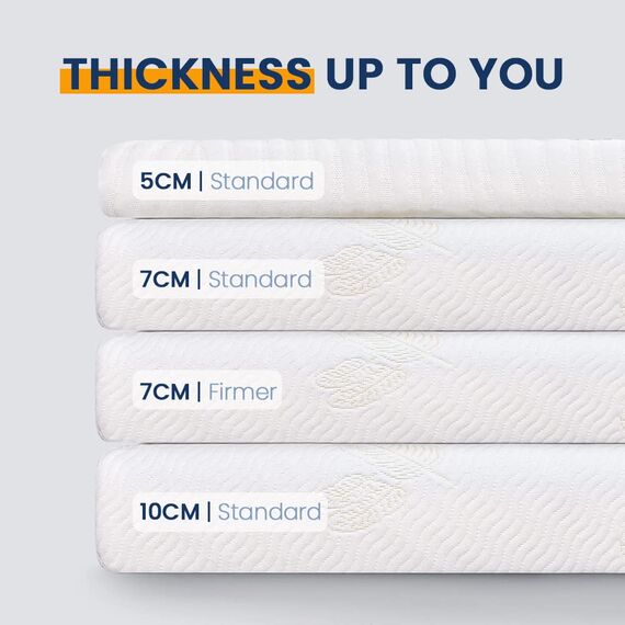 Newentor® Dual-Layer Memory Foam Mattress Topper - Generous Thickness Mattress Topper Small Double Bed with Back Support - Mattress Topper for Sofa Bed, Caravan, Hard/Old Mattress, Small Double White