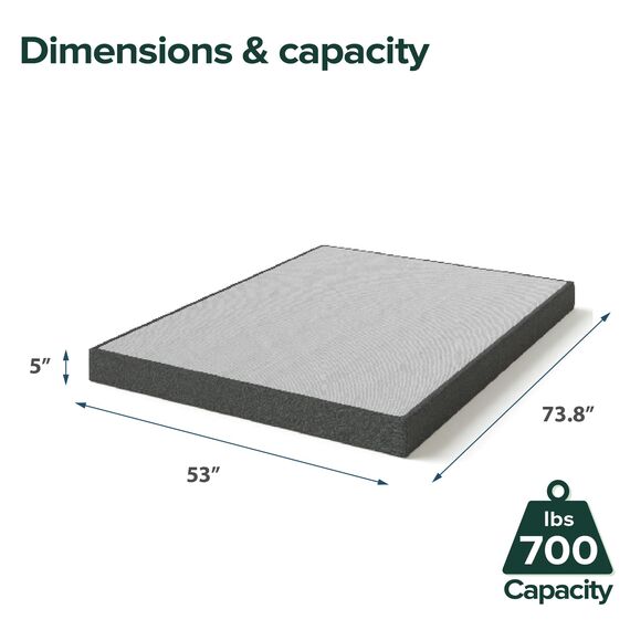 ZINUS WonderBox(TM) Smart Boxspring Quick Assembly Mattress Foundation, Durable Metal Frame, Full, Grey