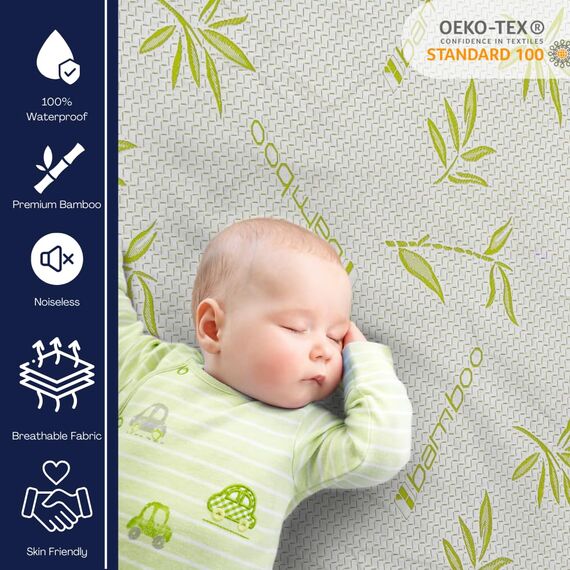 Bambus-Matratzenschoner mit Reißverschluss, 100 % wasserdicht, Doppelbett-XL-Größe, kühlender Matratzenbezug, ultraweicher Jacquard-Stoff, atmungsaktiv, geräuschlos, Matratzenbezug mit Reißverschluss