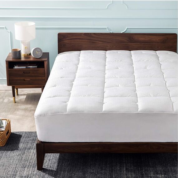 Bedsure Baumwoll-Matratzenauflage, verbesserter, dicker, atmungsaktiver, gesteppter Matratzenbezug mit tiefer Tasche (20,3 cm - 45,7 cm), extra weiche Daunen-Alternative, gefüllte Matratzenauflage