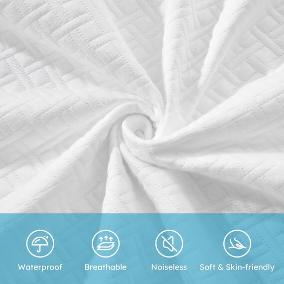 Cozymaker Queen Size 100% Waterproof Mattress Protector，Premium Bamboo Mattress Cover 3D Air Fabric Smooth Soft Breathable Mattress Pad Cover Noiseless Washable, 8-21" Deep Pocket (White, Queen)