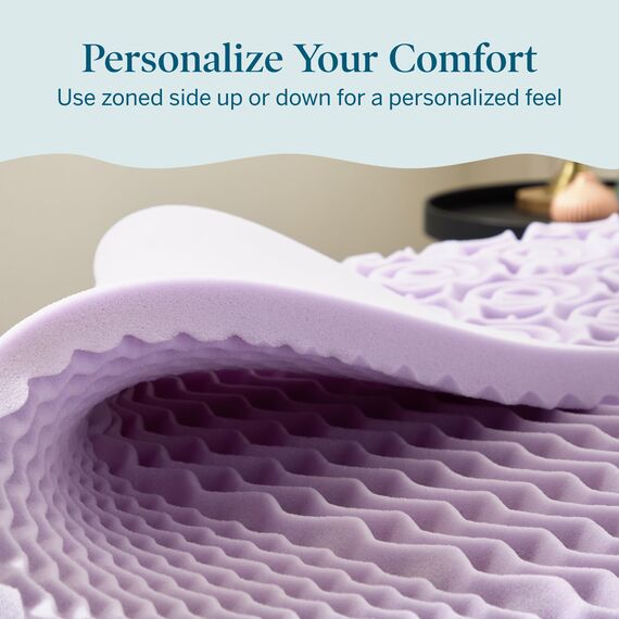 LUCID Zoned Memory Foam Mattress Topper Matratzenauflage, 100% Schaumstoff, Lavendel, California King