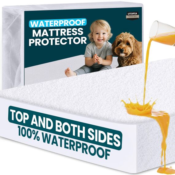 Utopia Bedding Matratzenschoner Wasserdicht, Viskose, Öko-Tex Zertifiziert, Spannbetttuch, Matratzenbezug, Atmungsaktiv, Rundum elastisch
