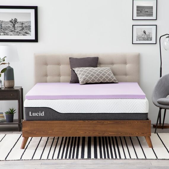 LUCID, King Matratzenauflage aus Memory-Schaum, 5 cm, Lavendel, belüftetes Design, Size, Schaumstoff, 2 Zoll