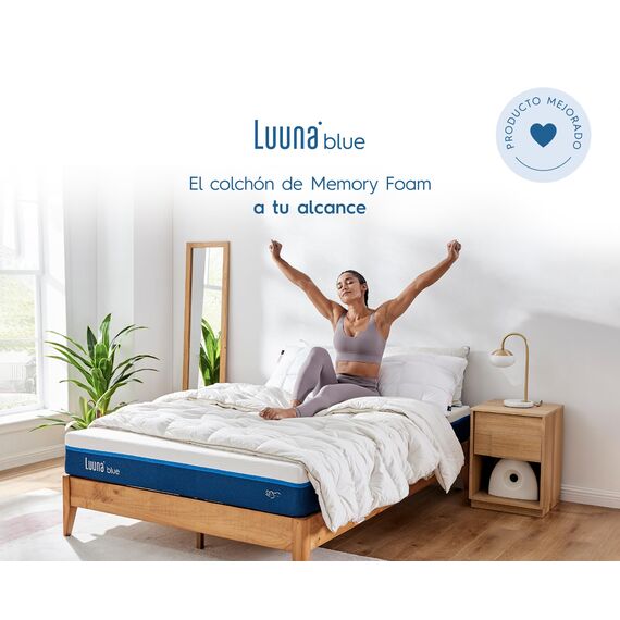 Luuna Blau Matratze Blue, Doppelbett, zertifizierte Schaumstoffe, hergestellt in Mexiko, 10 Jahre Garantie, weiß, Matrimonial