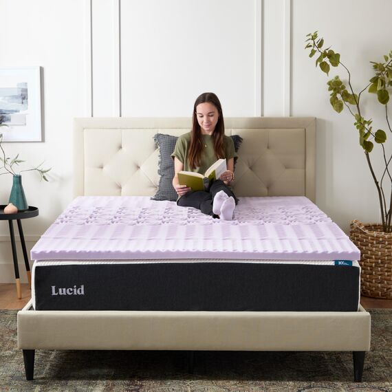 LUCID Zoned Memory Foam Mattress Topper Matratzenauflage, Schaumstoff, Lavendel, Full XL