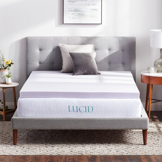 LUCID Matratzenauflage aus Memory-Schaum, 7,6 cm, mit Lavendel, belüftetes Design, druckentlastende Matratzenauflage, CertiPur-Zertifiziert, Doppelgröße XL