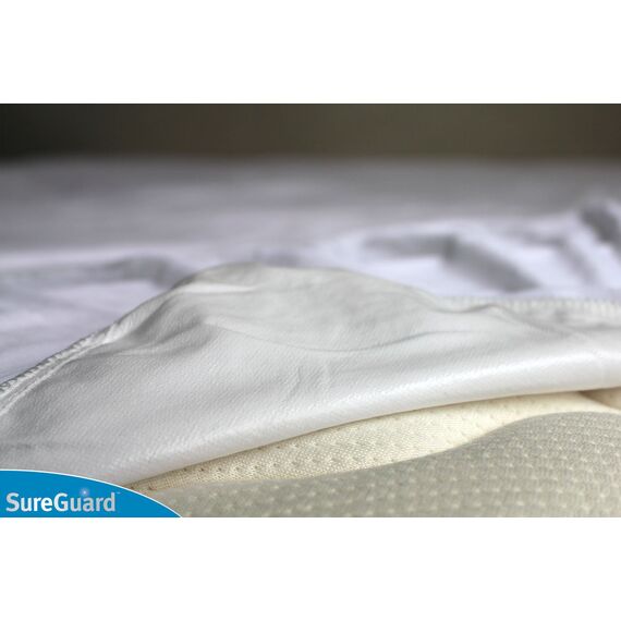 SureGuard Matratzenschoner, extra lang, 100% wasserdicht, hypoallergen, hochwertiger Baumwoll-Frottee-Bezug, Weiß