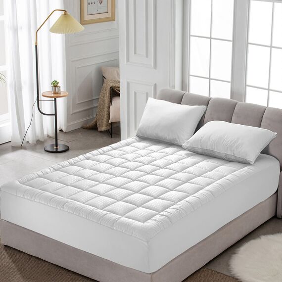 HYLEORY Twin XL Matratzenauflage, gesteppt, Spannbetttuch, kühlendes Kissen, Matratzenbezug, atmungsaktiv, flauschig, weiche Matratzenauflage mit 20,3–53,3 cm tiefer Tasche