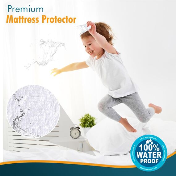 PlushDeluxe 100% wasserdichter Matratzenschoner Hypoallergen, Vinylfrei, atmungsaktive Terry-Oberfläche aus weicher Baumwolle, Twin X-Large