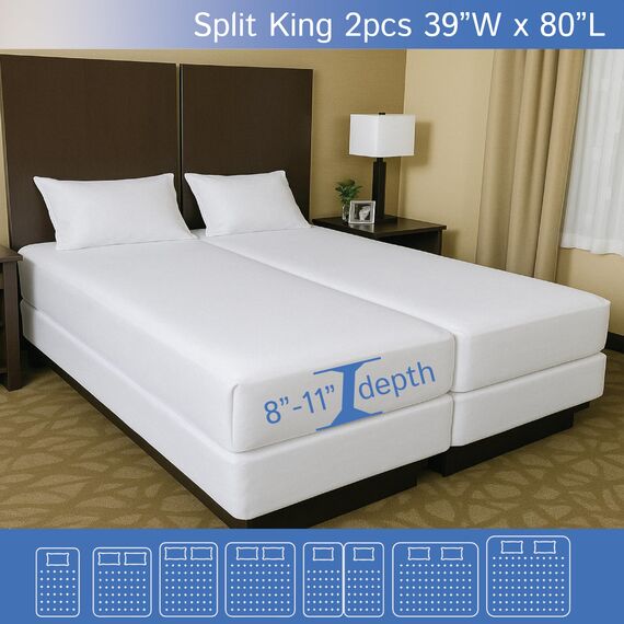 Split-King-Matratze/Boxspring-Bezug, 99,1 x 203,2 cm, wasserdicht, mit Reißverschluss, hypoallergen, Premium-Qualität, atmungsaktiv, glatt, 2 Stück