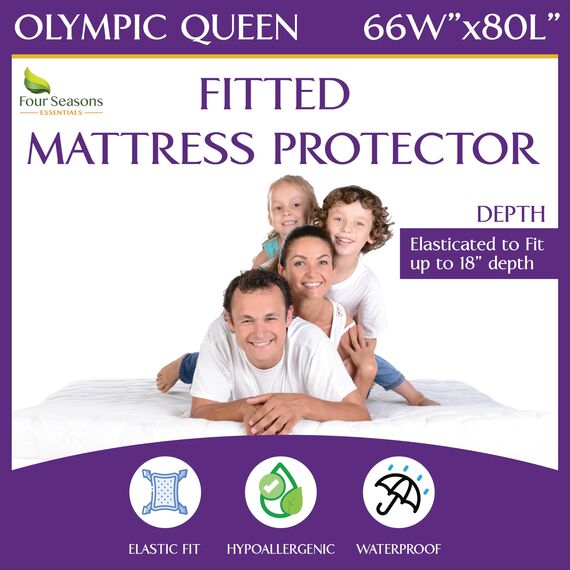 Olympic Queen Wasserdichter Matratzenschoner (167,6 x 203,2 cm) – Super Queen-Size-Spannbettlaken-Stil – hypoallergener Bezug in Premium-Qualität schützt vor Staub