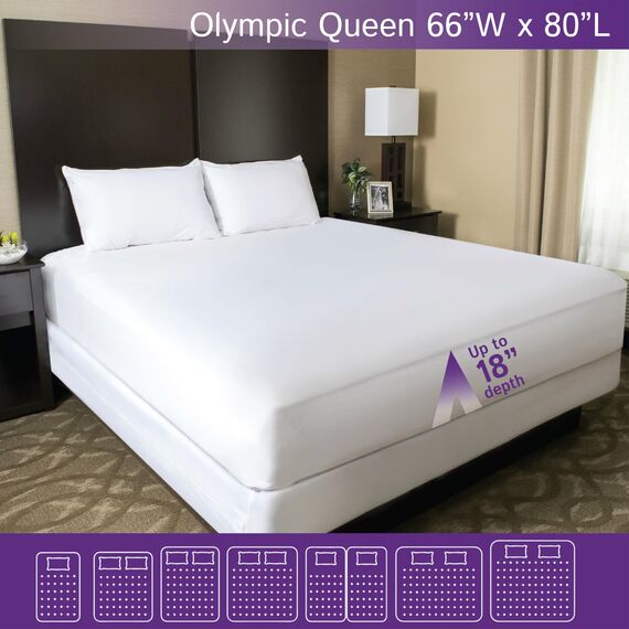 Olympic Queen Wasserdichter Matratzenschoner (167,6 x 203,2 cm) – Super Queen-Size-Spannbettlaken-Stil – hypoallergener Bezug in Premium-Qualität schützt vor Staub