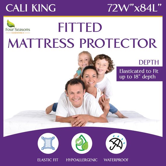 California King Size Wasserdichter Matratzenschoner – Spannbetttuch-Stil Matratzenbezug – hypoallergen, atmungsaktiv, geräuschlos, schützt vor Staub, Allergenen