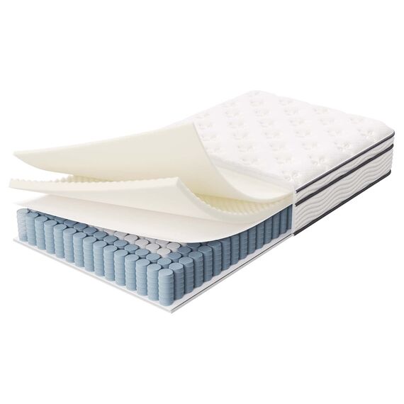 Modway Jenna Doppelmatratze mit Federkern und Memory-Schaum, 25,4 cm, mit einzeln eingefassten Spulen, Weiß