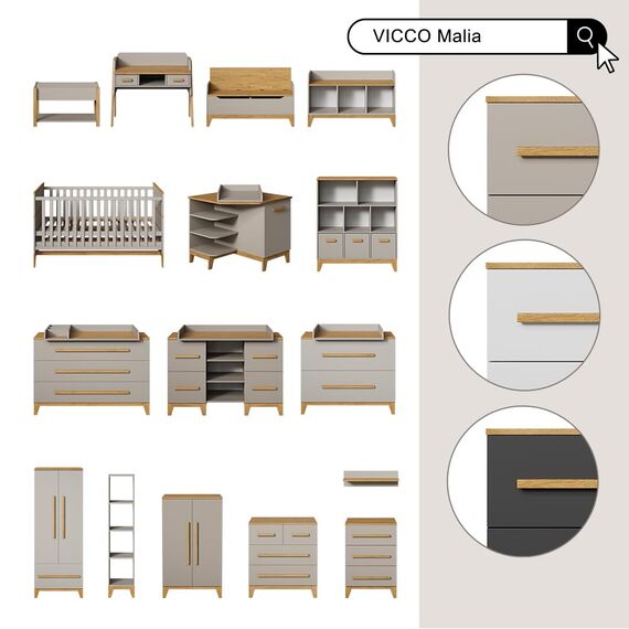 VitaliSpa Kinderkleiderschrank Malia, Weiß, 70 x 120 cm, mit Einlegeböden und Kleiderstange zur flexiblen Aufbewahrung