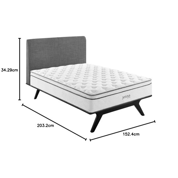 Modway Jenna Queen-Size-Matratze mit Federkern und Memory-Schaum, 35,6 cm, einzeln ummantelte Spulen, Weiß
