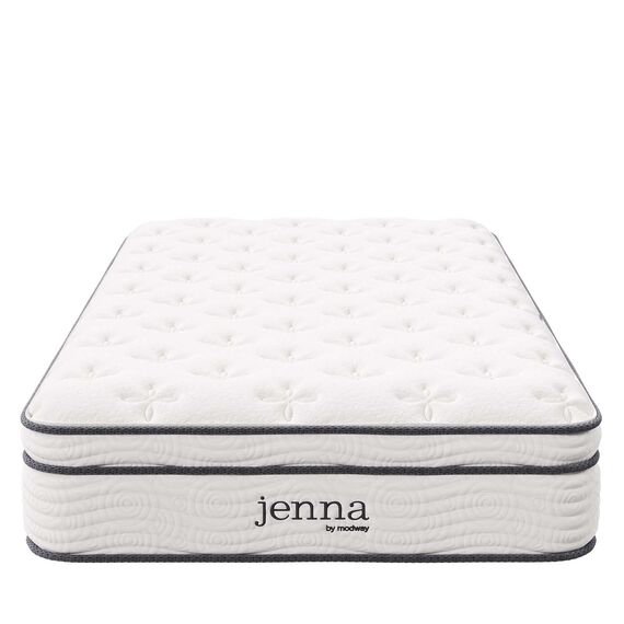 Modway Jenna Doppelmatratze mit Federkern und Memory-Schaum, 25,4 cm, mit einzeln eingefassten Spulen, Weiß