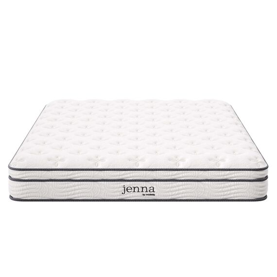 Modway Jenna Queen Federkern-Matratze, 20,3 cm, hochwertig, gestepptes Kopfkissen – einzeln umhüllte Taschenspulen