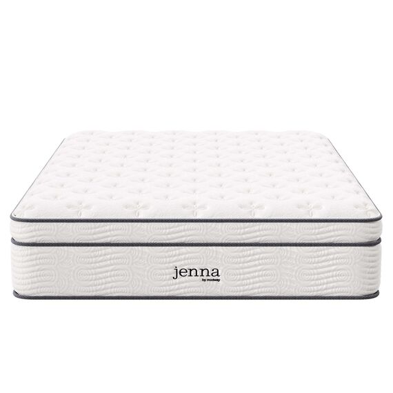 Modway Jenna Queen-Size-Matratze mit Federkern und Memory-Schaum, 35,6 cm, einzeln ummantelte Spulen, Weiß