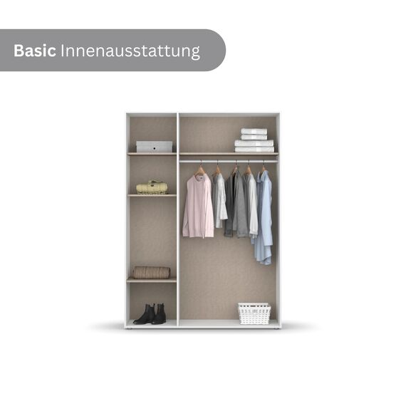 Rauch Möbel Voyager, Kleiderschrank für Schlafzimmer, Kinderzimmer, Babyzimmer, Jugendzimmer, Flur, 3-türig, mit Zubehör Basic, Farbe Weiß/Eiche Artisan, Breite 140cm