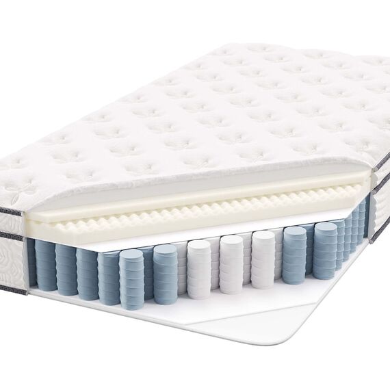 Modway Jenna Doppelmatratze mit Federkern und Memory-Schaum, 25,4 cm, mit einzeln eingefassten Spulen, Weiß