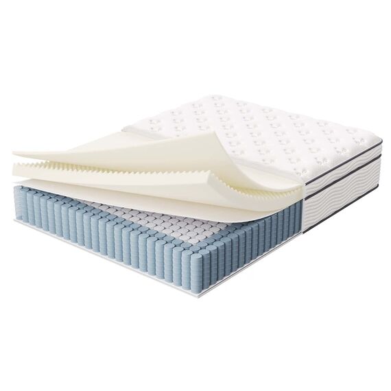 Modway Jenna Queen-Size-Matratze mit Federkern und Memory-Schaum, 35,6 cm, einzeln ummantelte Spulen, Weiß