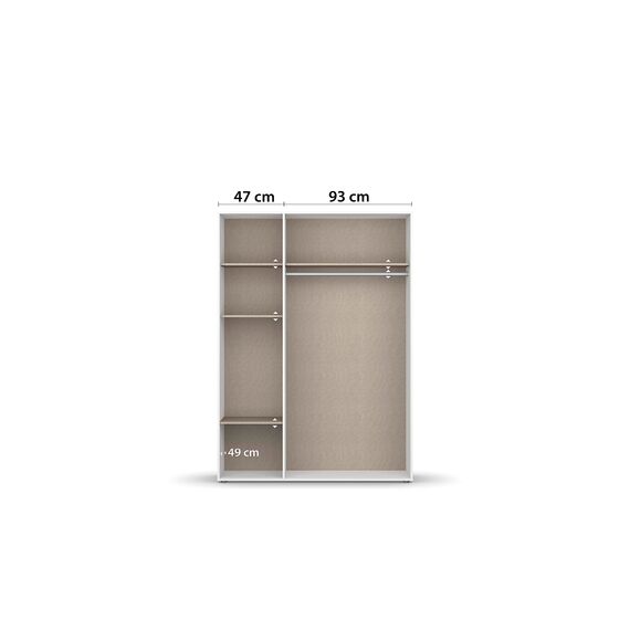 Rauch Möbel Voyager, Kleiderschrank für Schlafzimmer, Kinderzimmer, Babyzimmer, Jugendzimmer, Flur, 3-türig, mit Zubehör Basic, Farbe Weiß/Eiche Artisan, Breite 140cm