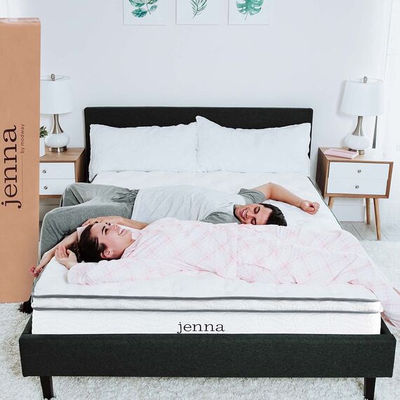 Modway Jenna Federkern-Matratze, 25,4 cm, hochwertig, gestepptes Kopfkissen, einzeln umhüllt, Taschenwicklung, Textil, Weiss/opulenter Garten, Full