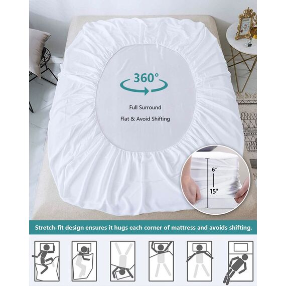 Matratzenschoner Twin XL, wasserdicht, weich, atmungsaktiv, geräuschlos, tiefe Tasche, Bettschutz für 15,2–38,1 cm Matratzenauflage, maschinenwaschbar, vinylfrei