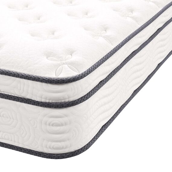 Modway Jenna Doppelmatratze mit Federkern und Memory-Schaum, 25,4 cm, mit einzeln eingefassten Spulen, Weiß