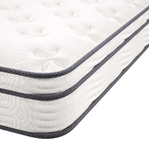 Modway Jenna Queen Federkern-Matratze, 20,3 cm, hochwertig, gestepptes Kopfkissen – einzeln umhüllte Taschenspulen