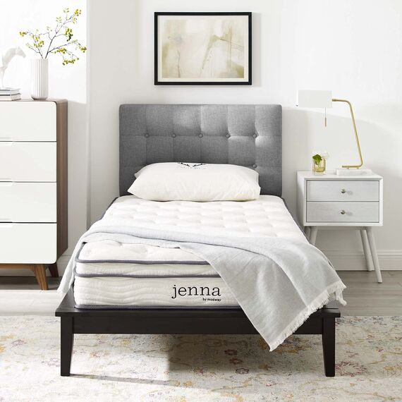 Modway Jenna Matratze mit Federkern und Memory-Schaum, 20,3 cm, mit einzeln eingefassten Spulen, Weiß
