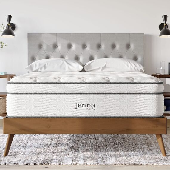 Modway Jenna Queen-Size-Matratze mit Federkern und Memory-Schaum, 35,6 cm, einzeln ummantelte Spulen, Weiß