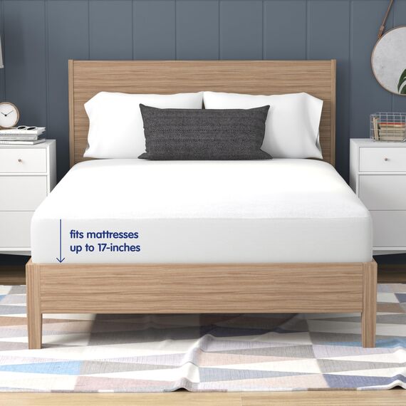 VIBE Defend-A-Bed Premium Fitted Washable Terry Cloth Wasserdichter Matratzenschoner, Polyester, Weiss/opulenter Garten, Queen