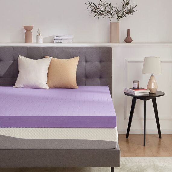 SINWEEK 10,2 cm Gel-Memory-Schaum-Matratzenauflage, belüftet, weiche Matratzenauflage, Bettauflage, CertiPUR-US-Zertifiziert, volle Größe, Violett