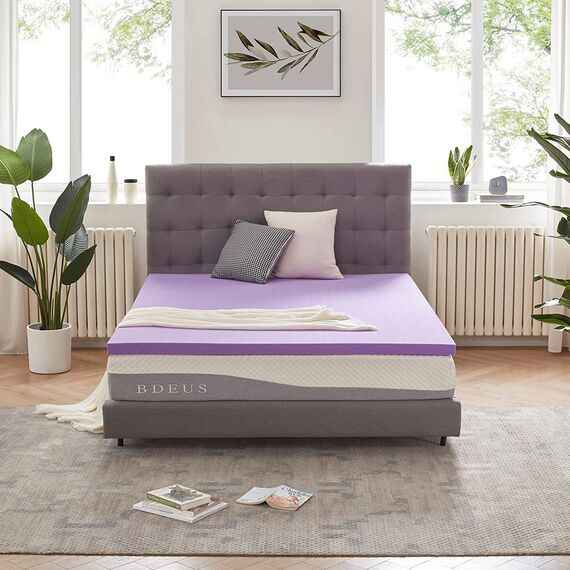 SINWEEK Matratzenauflage aus Gel-Memory-Schaum, belüftet, weich, druckentlastend, atmungsaktiv, CertiPUR-US-Zertifiziert, Queen-Size-Größe, 3,8 cm