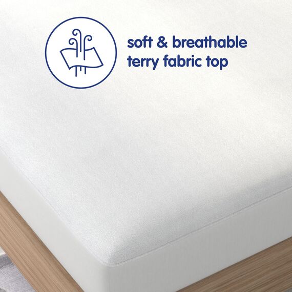 VIBE Defend-A-Bed Premium Fitted Washable Terry Cloth Wasserdichter Matratzenschoner, Polyester, Weiss/opulenter Garten, Queen