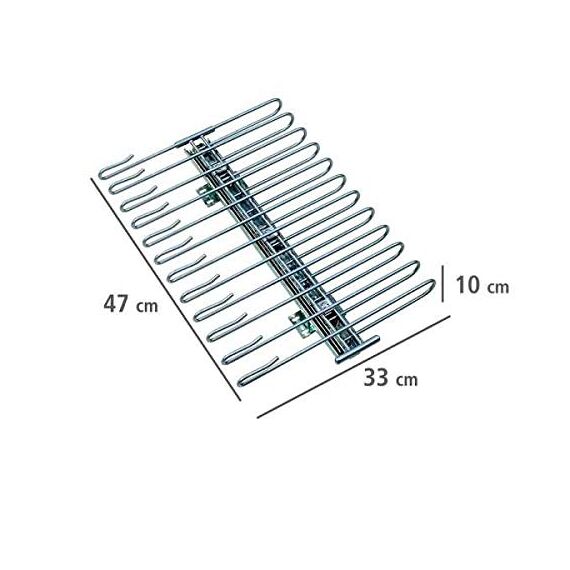WENKO ausziehbarer Hosenbügel, Halter für 12 Hosen, Zur Befestigung im Kleiderschrank, Verchromtes Metall, 33 x 10 x 47 cm