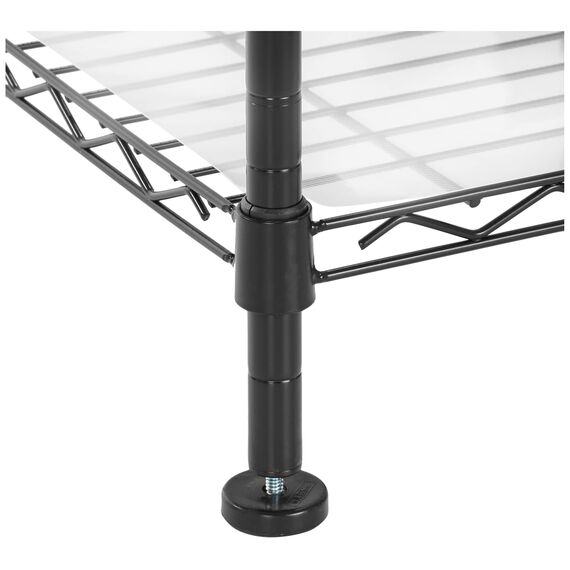 Amazon Basics Ausziehbarer Offener Kleiderschrank mit 10 Höhenverstellbaren Einlegeböden - Maximalgewicht 521 kg, Schwarz, 144.8 - 203.2 x 35.6 x 182.9 cm