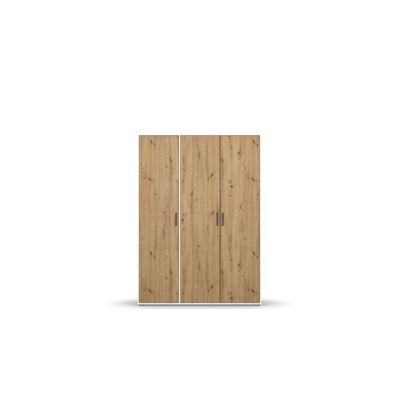 Rauch Möbel Voyager, Kleiderschrank für Schlafzimmer, Kinderzimmer, Jugendzimmer, Flur, 3-türig, mit Zubehör Premium, Farbe Eiche Artisan, Holz/Weiß, Breite 140cm