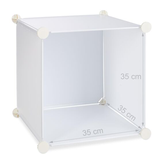 Relaxdays Kleiderschrank Stecksystem mit 2 Kleiderstangen, Garderobe mit 14 Fächer, Kunststoff Regalsystem, weiß